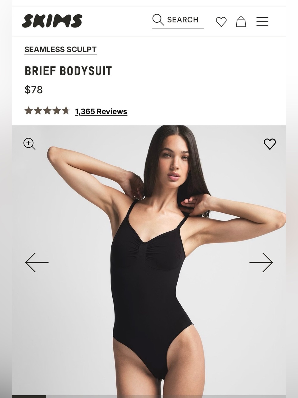 SKIMS Black Seamless Sculpt Brief Bodysuit